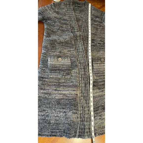 prAna Multicolor Long Duster Open Front Cardigan Sweater Gray Cozy Boho Sz M - Picture 6 of 7